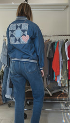 RETRO BOMBER JACKET - DUSTY BLUE