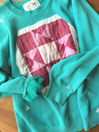 QUILTED CREW SWEATSHIRT- TEAL