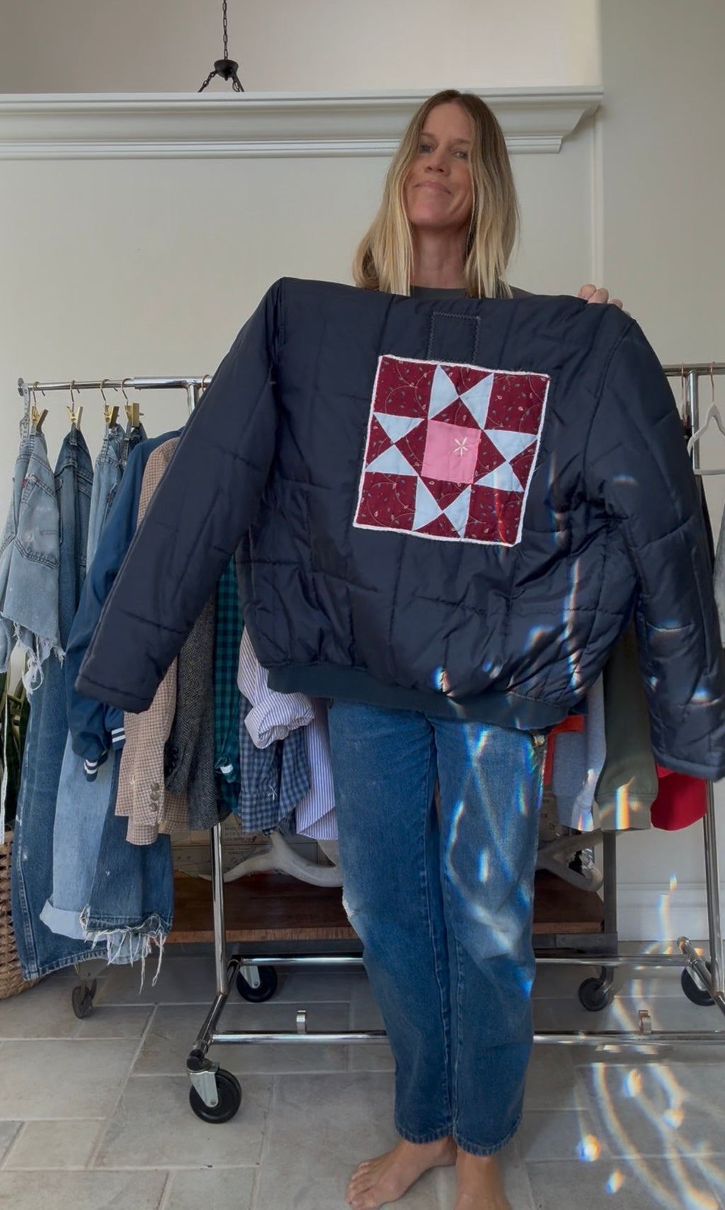 PUFFY BOMBER DOUBLE ZIP - NAVY