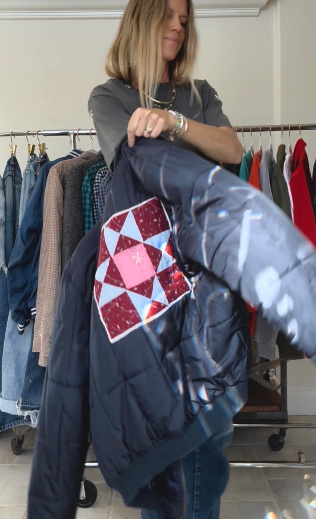 PUFFY BOMBER DOUBLE ZIP - NAVY