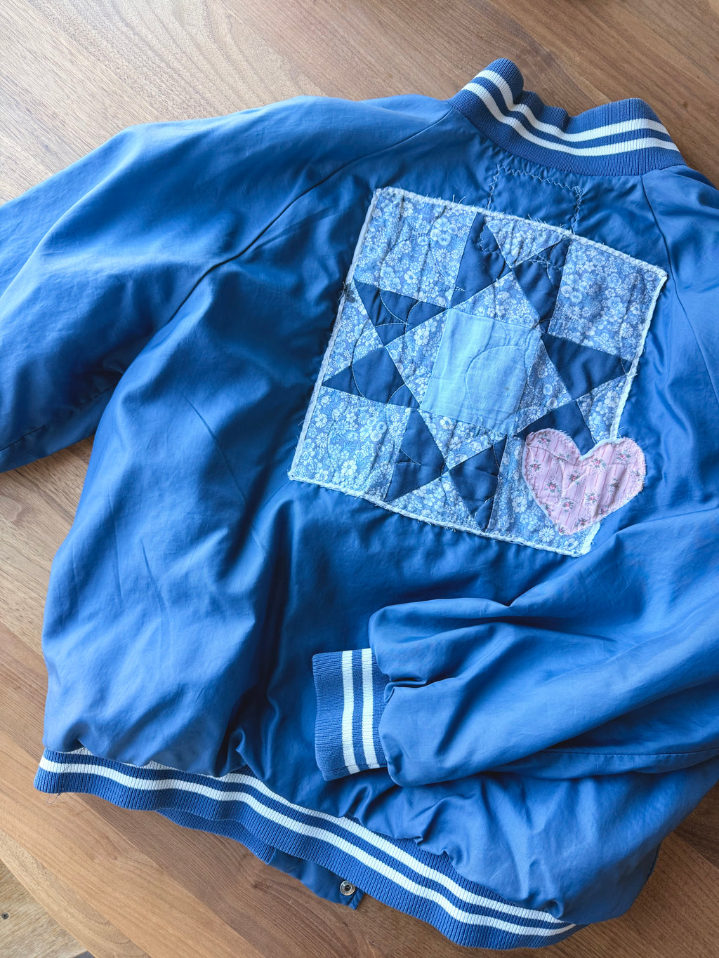 RETRO BOMBER JACKET - DUSTY BLUE