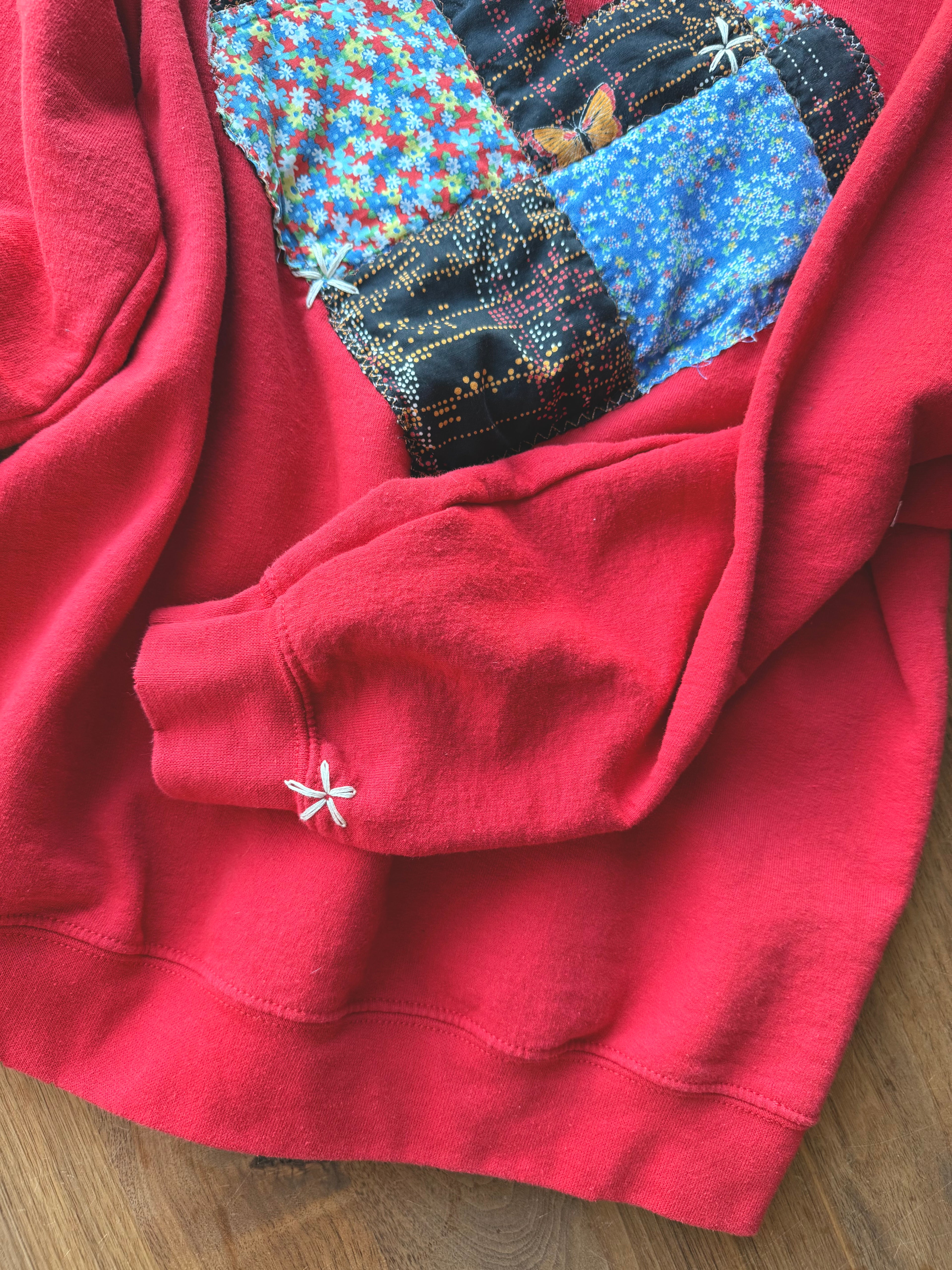 QUILTED HEART SWEATSHIRT - FIRE