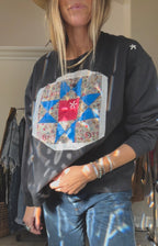 QUILTED CREW SWEATSHIRT - ROYAL