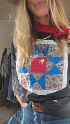 QUILTED CREW SWEATSHIRT - ROYAL