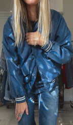 RETRO BOMBER JACKET - DUSTY BLUE