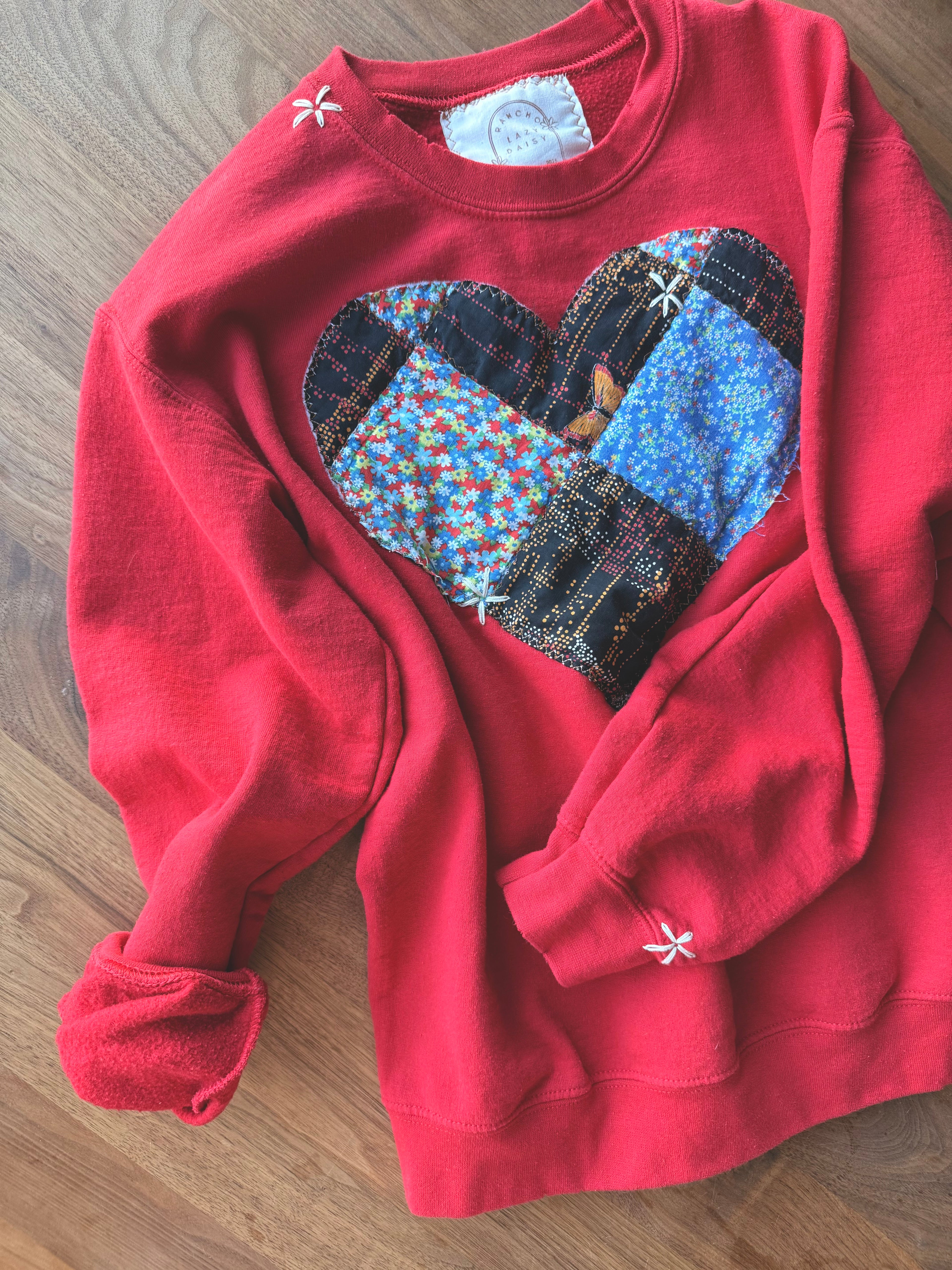 QUILTED HEART SWEATSHIRT - FIRE