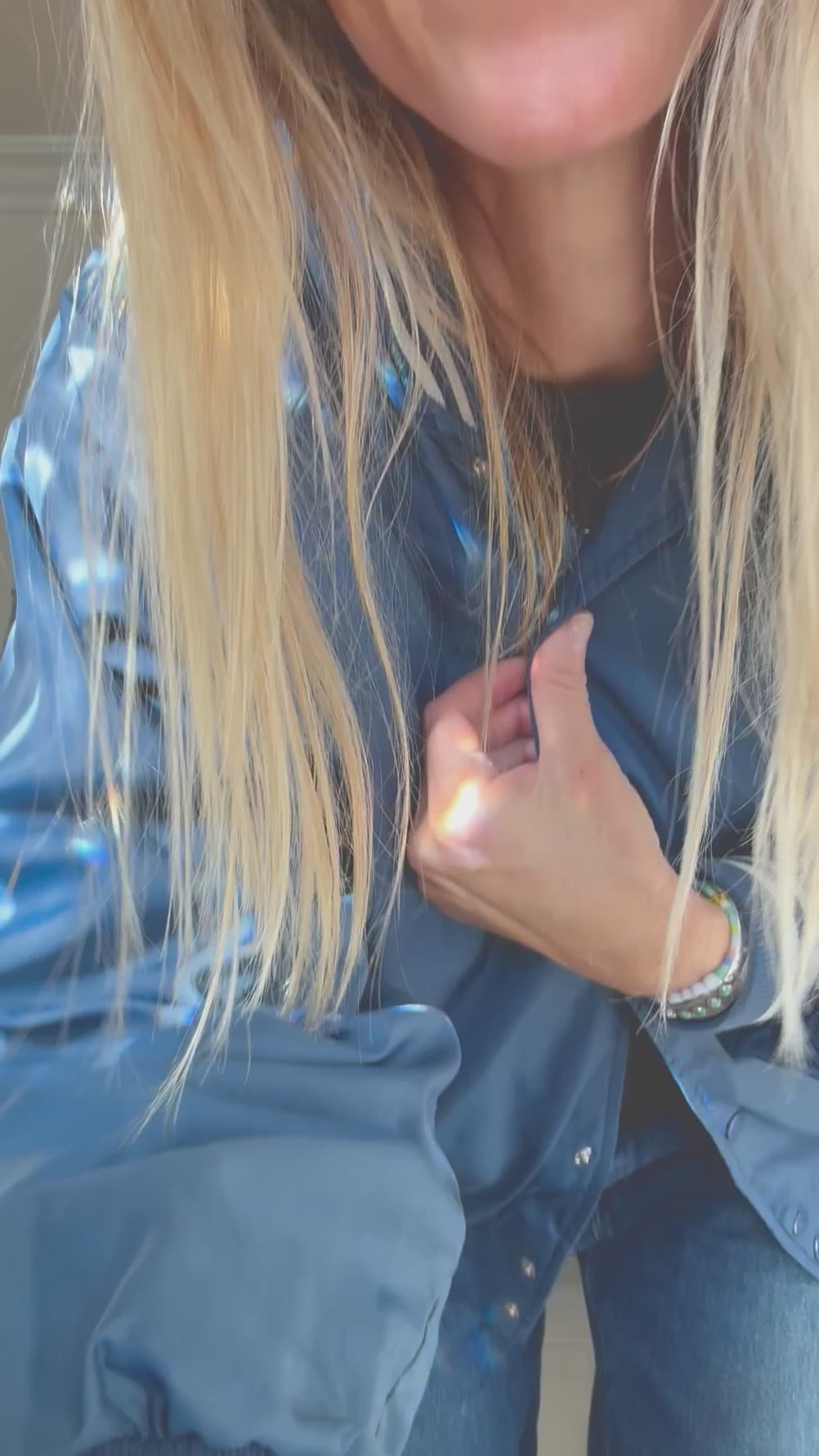 RETRO BOMBER JACKET - DUSTY BLUE