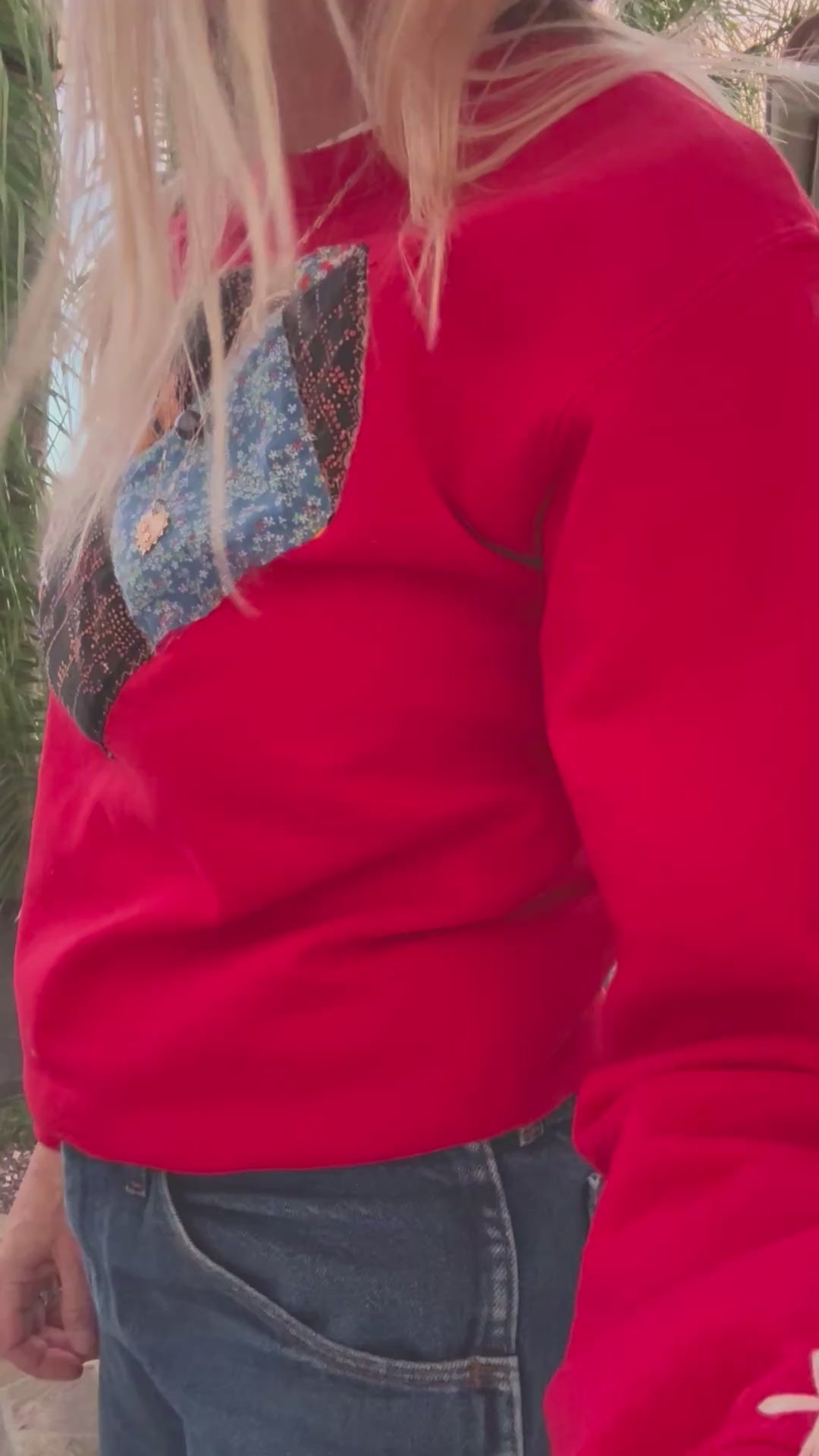 QUILTED HEART SWEATSHIRT - FIRE