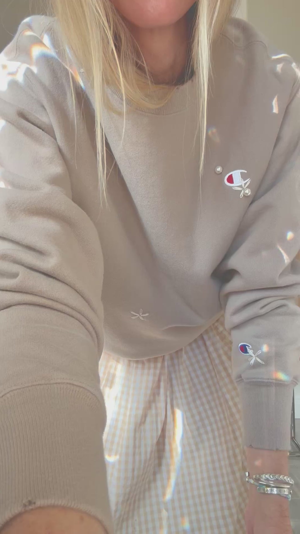 CHAMPION LAZY DAISY CREW - TAN